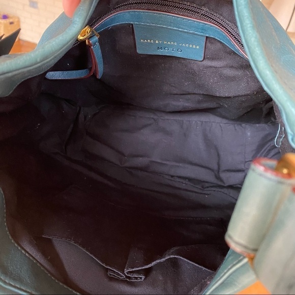 NWT Marc Jacobs Moto Purse Hopper Green Italian Leather Handbag NEW $498 Large - Picture 11 of 14